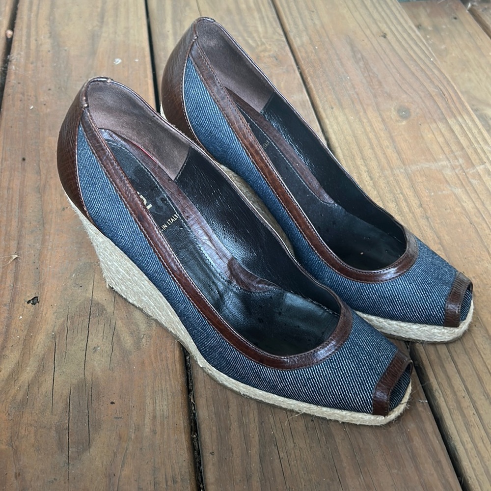 FENDI Vintage Denim Espadrilles 7.5 - Picture 1 of 10